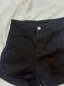 Black High-Waisted Denim Shorts