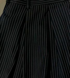 Navy Pinstripe Pleated Skirt