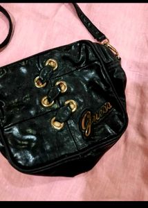 Guess Black Lace-Up Crossbody Bag