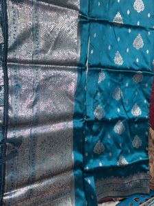 Beautiful Teal Banarasi Silk Saree