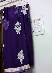 Elegant Purple Embroidered Saree