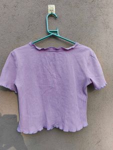 Cute Purple Ruffle Trim Top