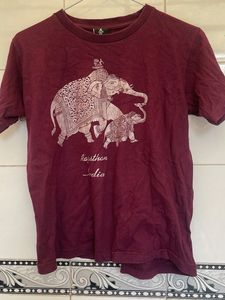 Maroon Elephant Print T-Shirt