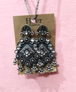 Bohemian Oxidised Jhumka Earrings