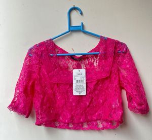 Vibrant Pink beautiful Lace Crop Top never use tot