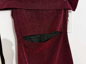 Burgundy Sparkle Off-Shoulder Dress