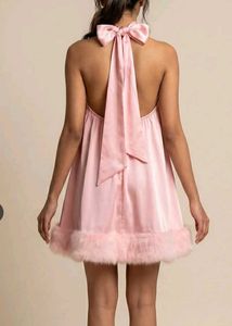 Cute Pink Halter Neck Mini Dress
