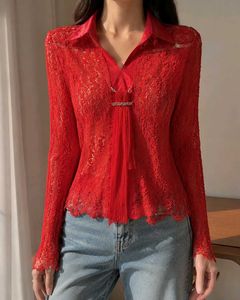 🔥BEST DEAL🔥 Women Red Lace Top