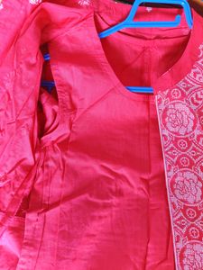 Layered A-Line Kurta With Cross Stitch Print