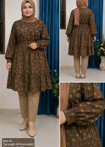 Brown Floral Ruffle Kurta set