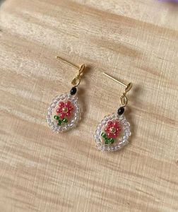 Handmade Beaded Flower Earrings