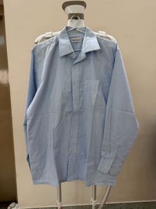Men's Blue Pinstripe Button-Down Shirt