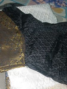 Elegant Black &amp; Gold Saree with Blouse