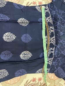 Navy Blue Printed Chanderi kurta
