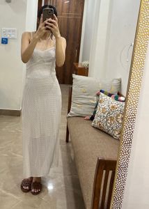 Off White Chic Polka Dot Maxi Dress