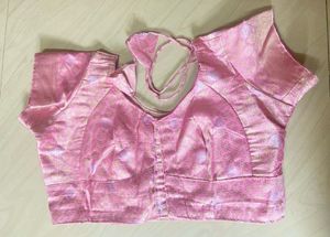 Pink &amp; Gold Floral Saree ( with blouse