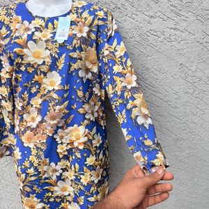 Blue Floral Print Kurta