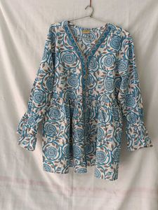 Beautiful Blue Floral Print Kurta