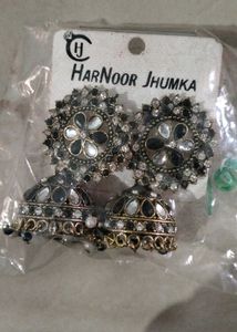 Black Zercon stone work jhumki