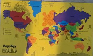 World Map Puzzle with Flags &amp; Capitals