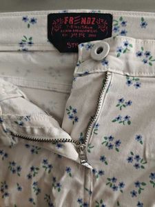 White  Floral Print Bootcut Pants