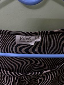 Beige and Black Geometric Print Top