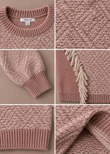 DUSTY ROSE AND CREAM GEOMETRIC KNIT SWEATER
