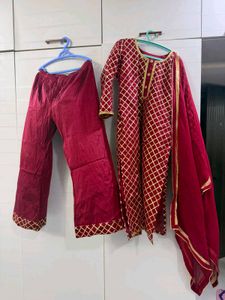 Elegant Red Kurta Set with Dupatta