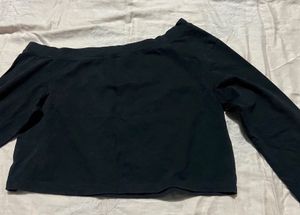 Black Off-Shoulder Long Sleeve Top