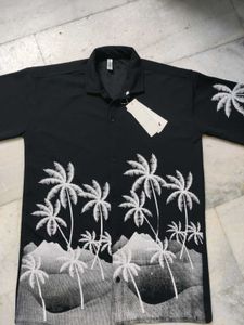 Men’s Black Palm Tree Graphic Short-Sleeve Casual
