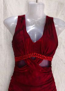 Stunning Ruched Red Party Dress