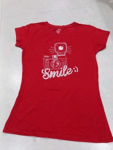Red 'Smile' Graphic T-shirt