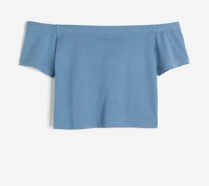 Blue Off-Shoulder Crop Top