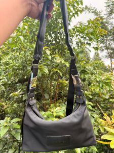 Black Leather Crossbody Bag with adjustable strap