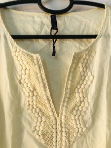 Cream Crochet Trim Tunic