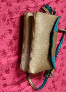 Baggit Chic Gold &amp; Teal Sling Bag