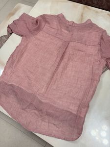 Women's Pink Linen Blend Tunic Top