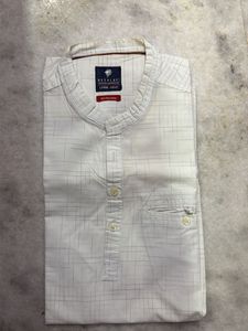 Men's White Checkered Kurta