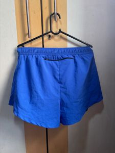 Blue Athletic Shorts with Zip Pocket