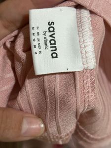 Pink Ribbed Lace Trim Top