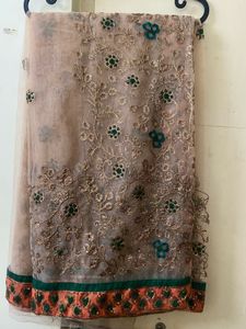 heavy embroidered net saree