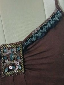 Y2K style Brown Embellished Cami Top