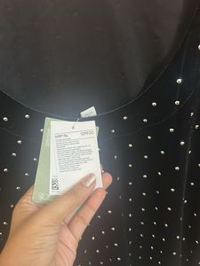 Black Velvet Embellished Dot Mini Dress