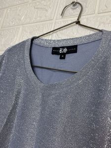 Sparkly Silver Bell Sleeve Top