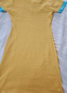 Yellow Polo Dress with Blue Trim