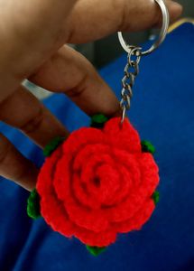 Handmade Crochet Rose Keychain