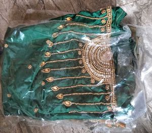 Embellished Emerald Green Silk Blouse