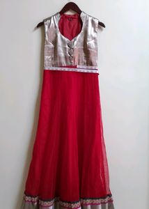 Red &amp; Silver Maxi Dress