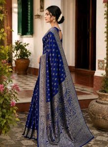 Elegant Royal Blue Silk Saree with Zari Work