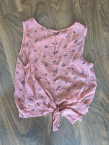 Cute Pink Bow Print Sleeveless Top